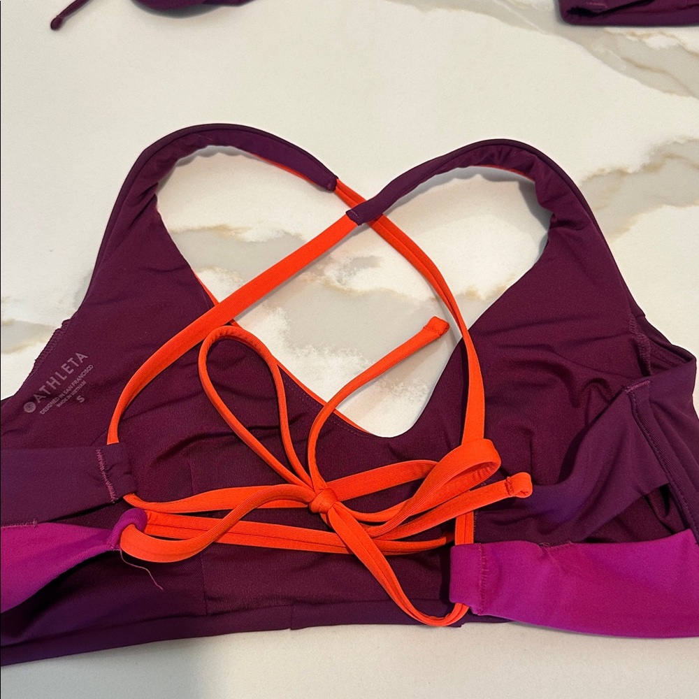 3 piece bundle Athleta Triangle Bikini Tops and Shorts Purple Small - Picture 7 of 10